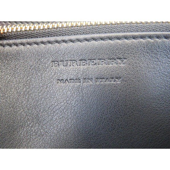 BURBERRY ELMORE BLACK HOUSE CHECK DERBY LEATHER ZIP AROUND LOGO CLUTCH WALLET - Picture 10 of 10